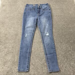 Seven7 Womens High Rise Skinny Jeans Distressed Stretch‎ Blue Denim Tummyless 6